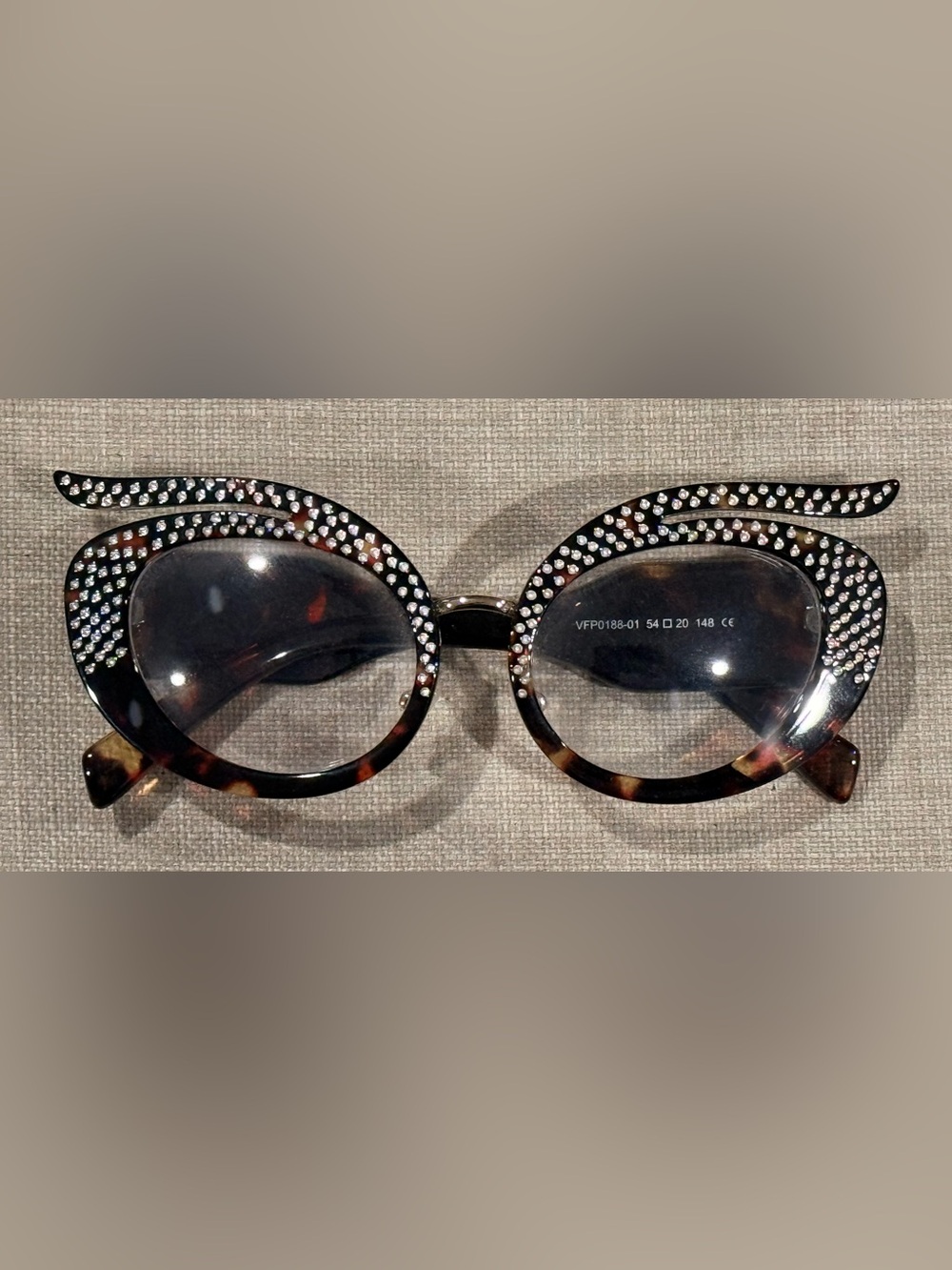 Rhinestone Tortoiseshell Round Sunglasses - Women